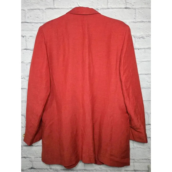 Vintage Lands End women’s coral linen blend casual office blazer size 18. - Picture 3 of 6
